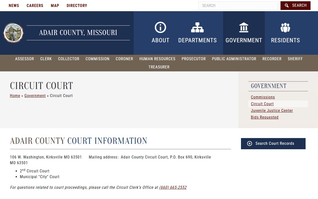 Adair County court records after jail arrest circuit court page