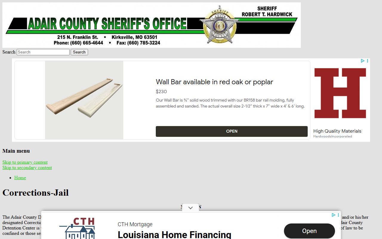 Adair County Detention Center inmate custody building information
