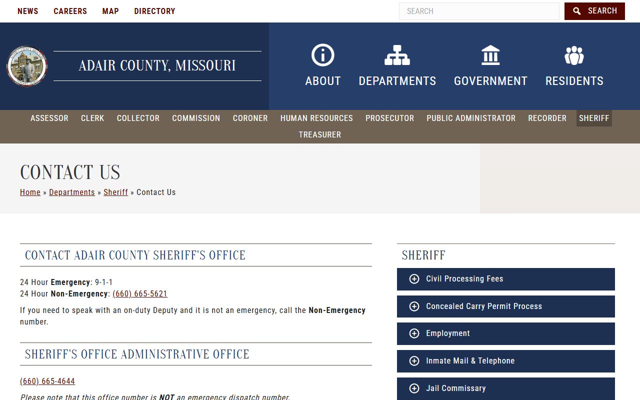 Adair County inmate population jail control room contact page