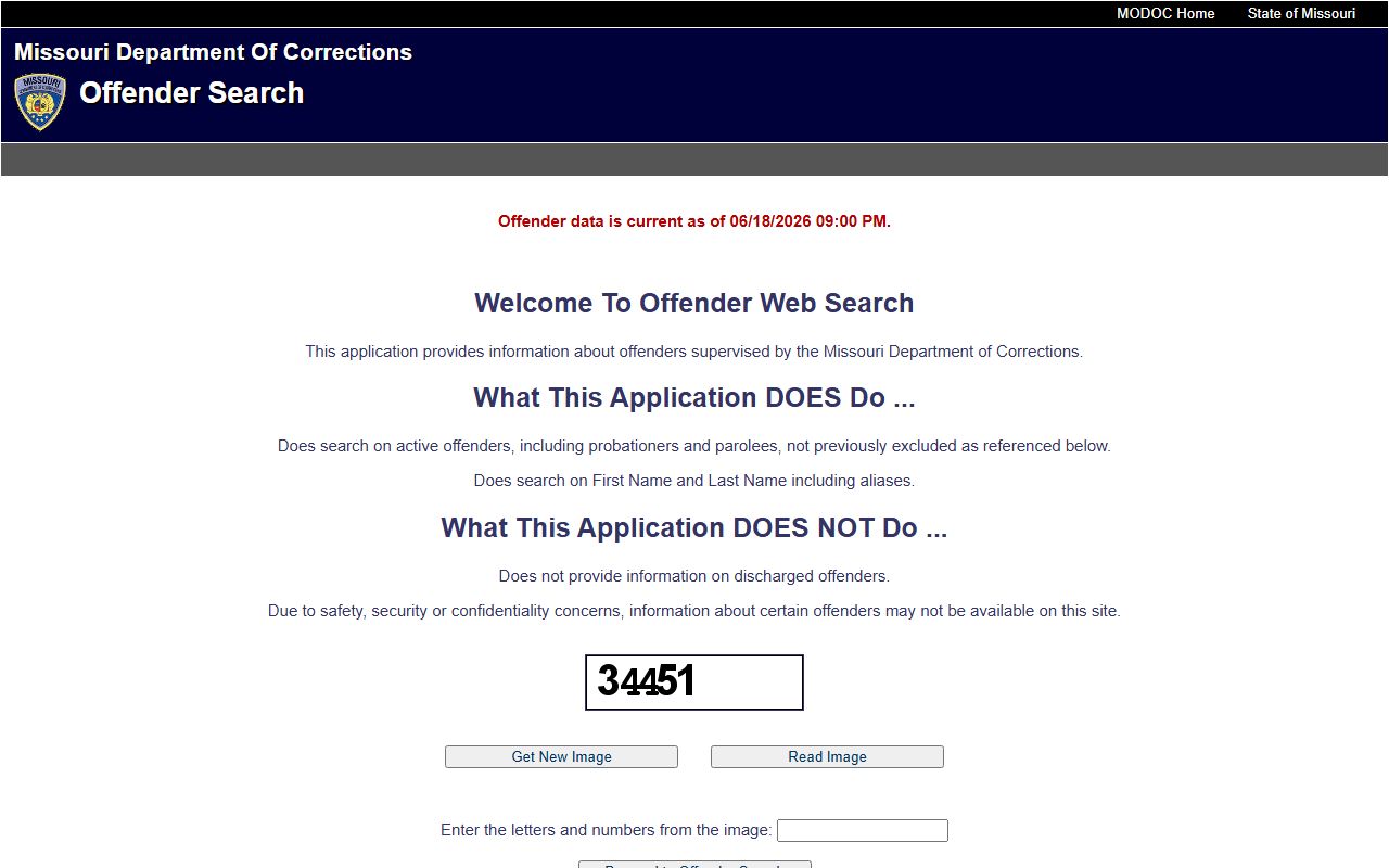 Adair County inmate population Missouri DOC offender search